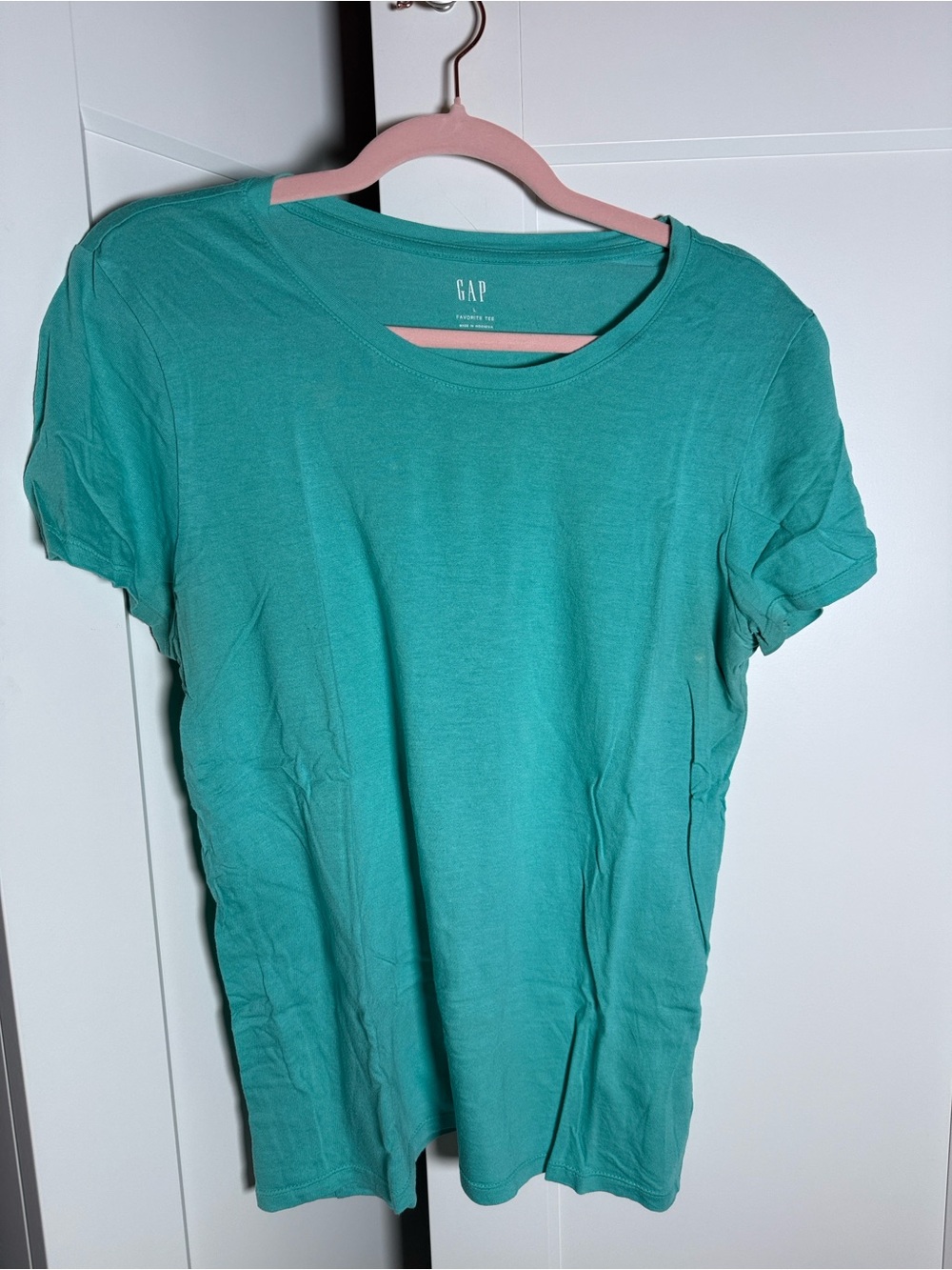 GAP Women's “Favorite” Short Sleeve Crew Tee in Aqua Blue